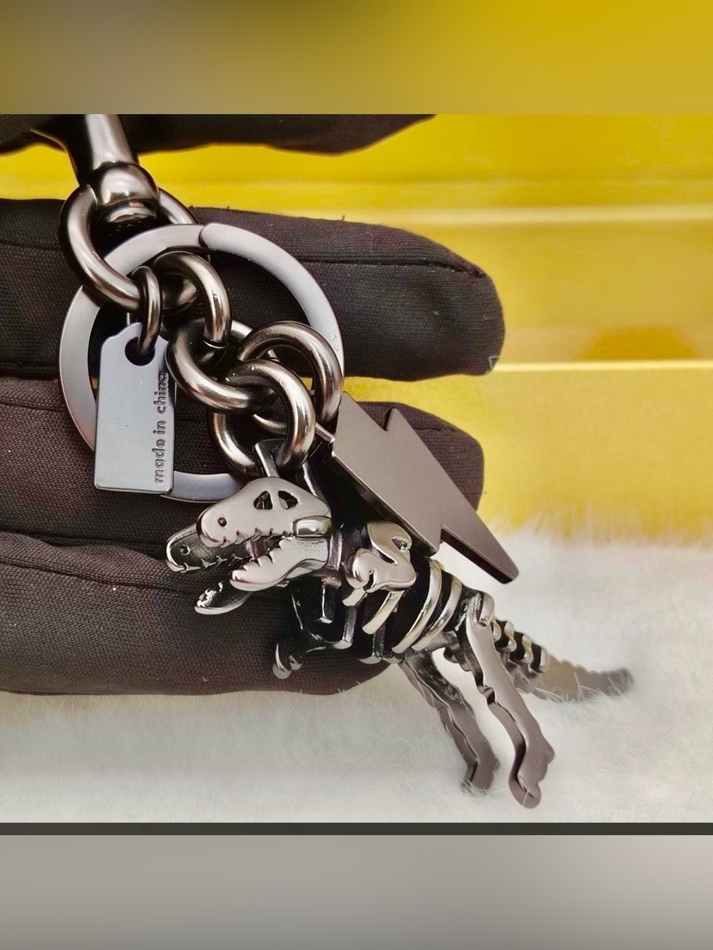 Coach Rexy Skeleton Gun Metal Bag Charm / Keychain Like New - Picture 2 of 4